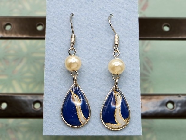 レジン・フックピアス雫「碧霄」