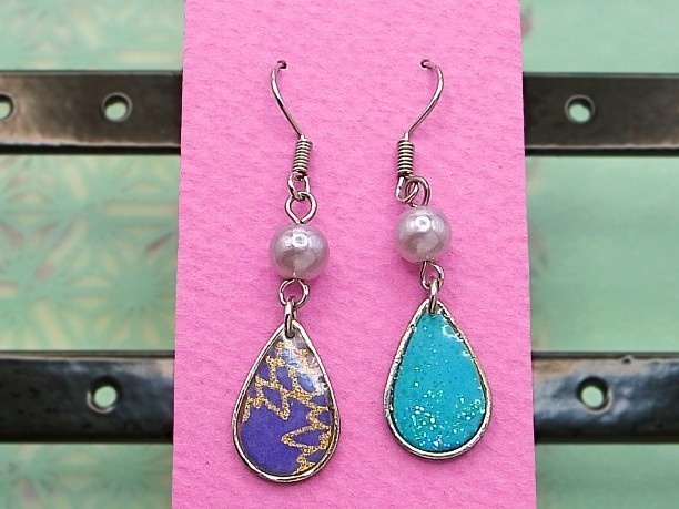 レジン・フックピアス雫「碧霄」