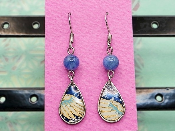 レジン・フックピアス雫「碧霄」