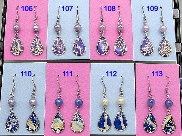 レジン・フックピアス雫「碧霄」