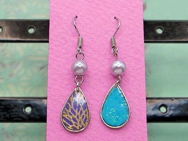 レジン・フックピアス雫「碧霄」