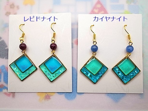 レジン・フックピアス「水殿」