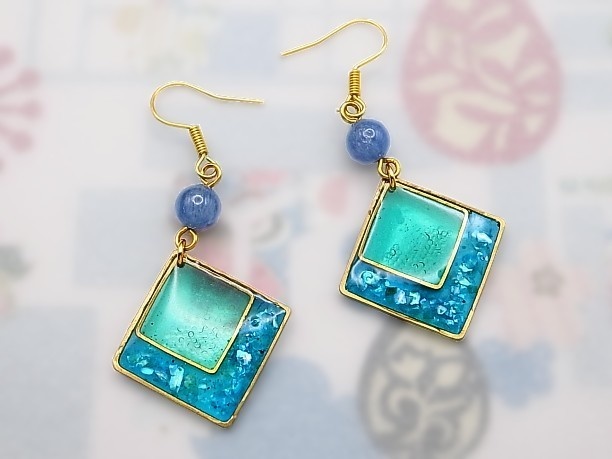 レジン・フックピアス「水殿」