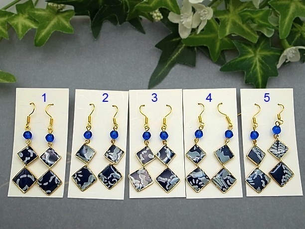 レジン・フックピアス「留紺」