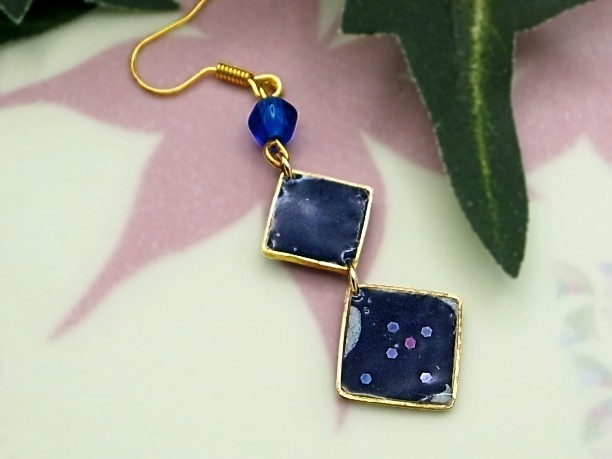 レジン・フックピアス「留紺」