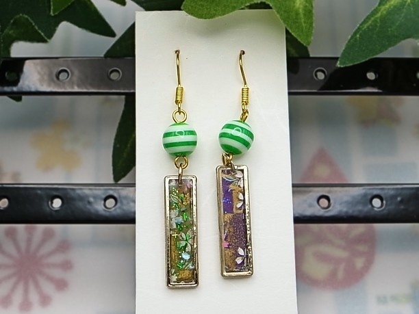 レジン・フックピアス「夕霞」