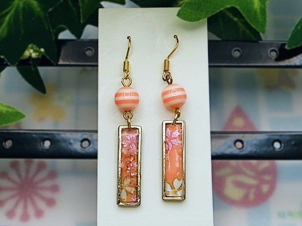 レジン・フックピアス「夕霞」