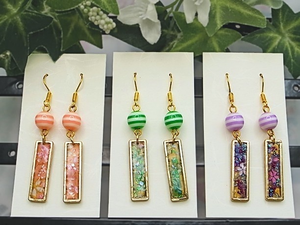 レジン・フックピアス「夕霞」