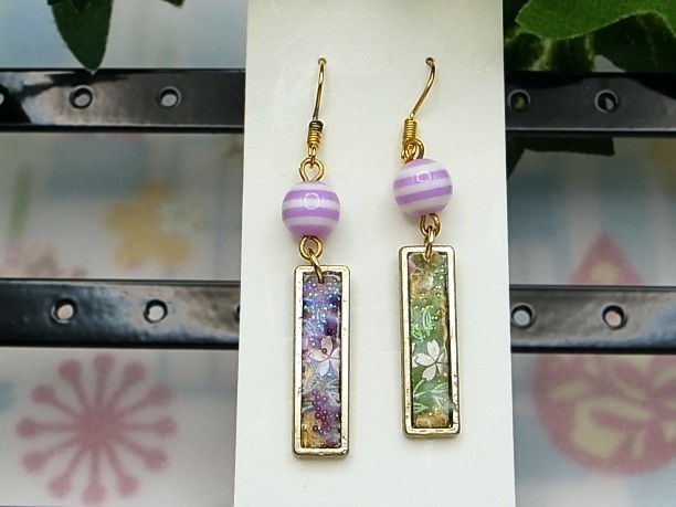 レジン・フックピアス「夕霞」