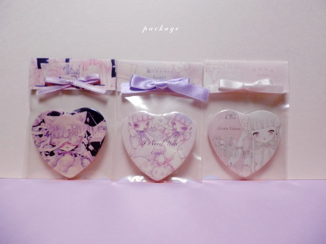 ハート缶バッジ3種