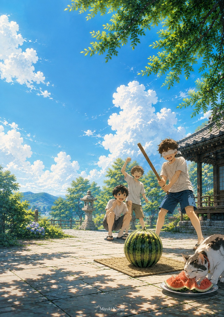 夏休みのスイカ割り|リングノートA5