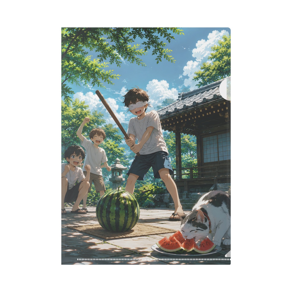 夏休みのスイカ割り｜クリアファイル