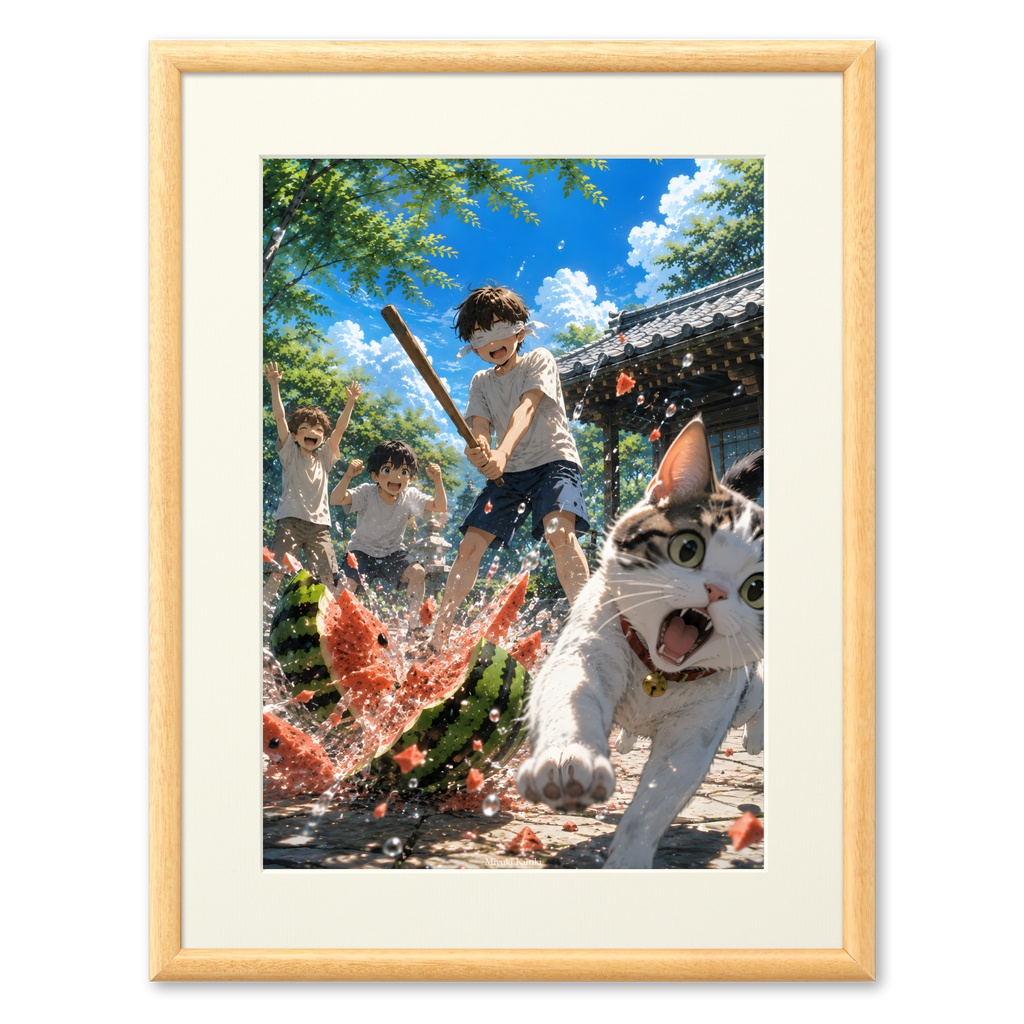 夏休みのスイカ割り｜ひと夏の歓声｜複製画