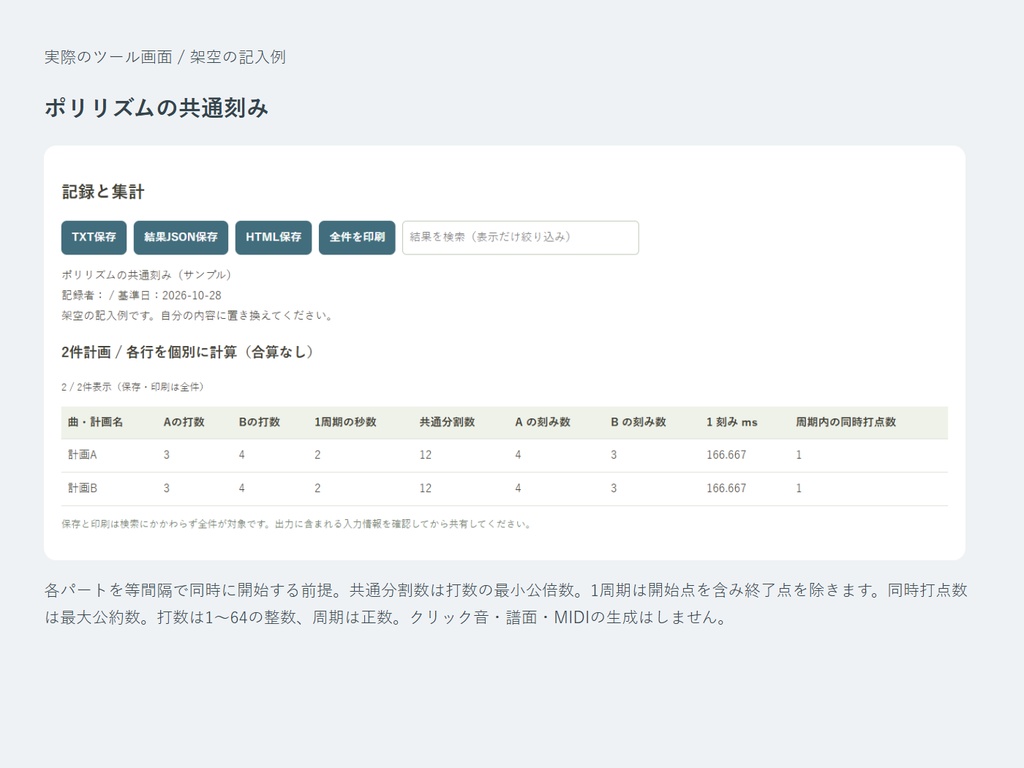 ポリリズムの共通刻み|同じ周期の2つの打数から、共通グリッドを計算