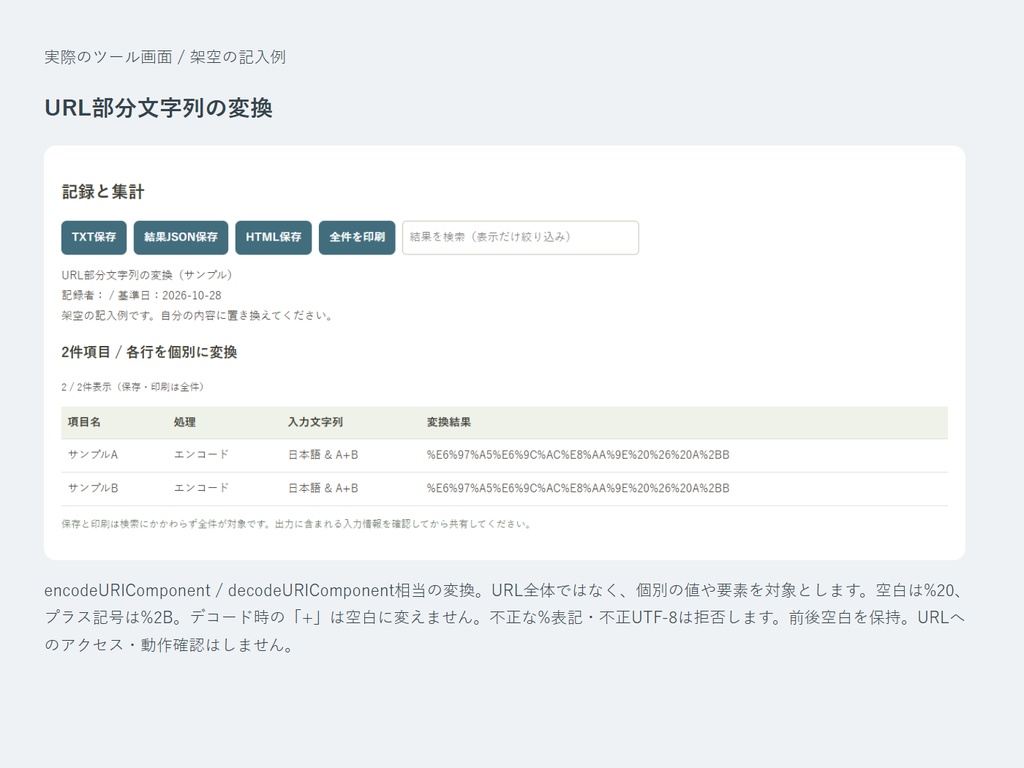 URL部分文字列の変換|パラメーターの値やパス要素を、個別にエンコード