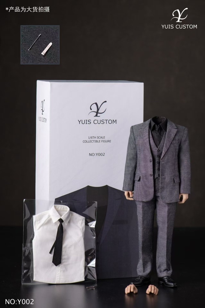Gray three-piece suit Y002 (Ben Affleck) (1/6可動人形) (頭部彫刻は含まれない)