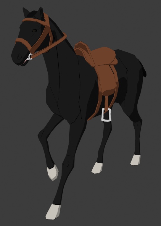Toon Horse with Saddle (Rigged, Animated)