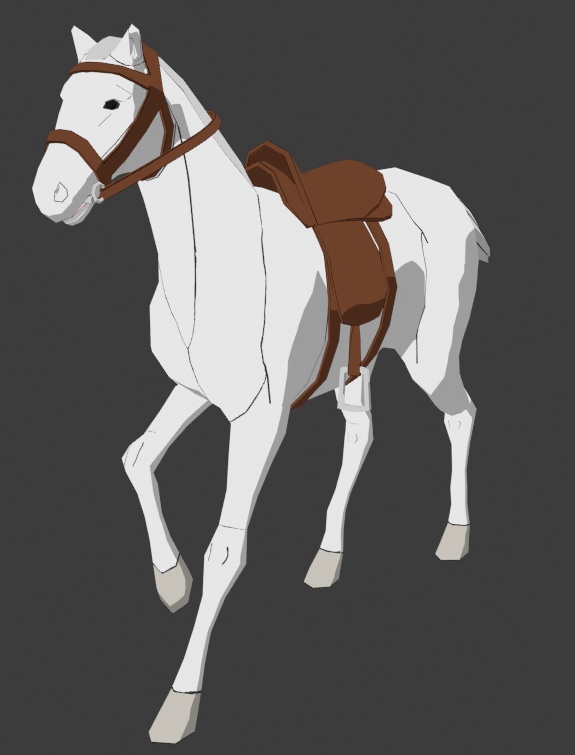 Toon Horse with Saddle (Rigged, Animated)
