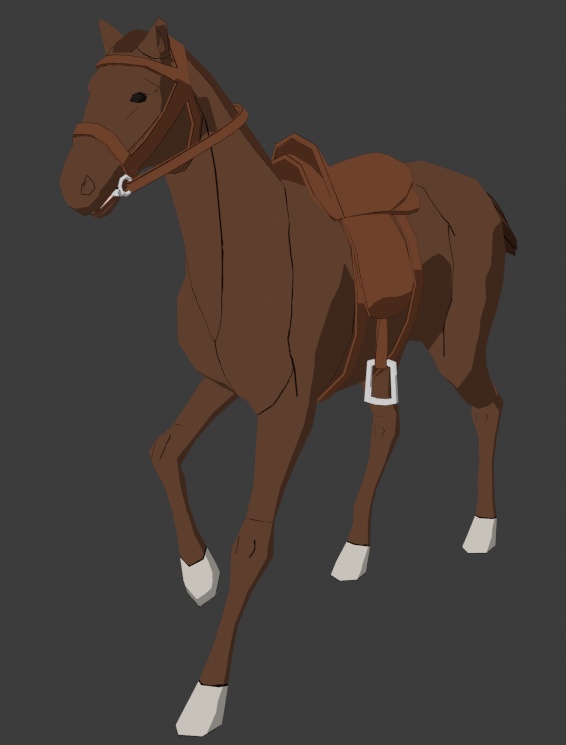 Toon Horse with Saddle (Rigged, Animated)