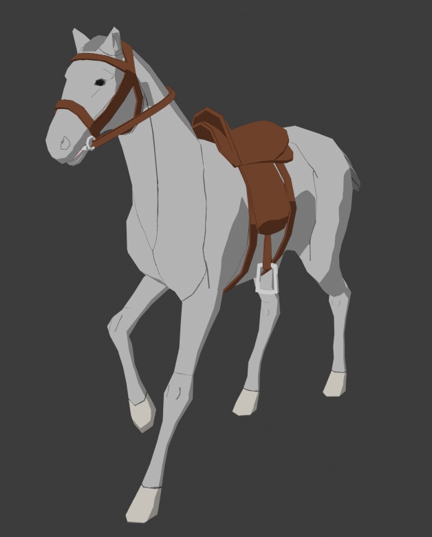 Toon Horse with Saddle (Rigged, Animated)