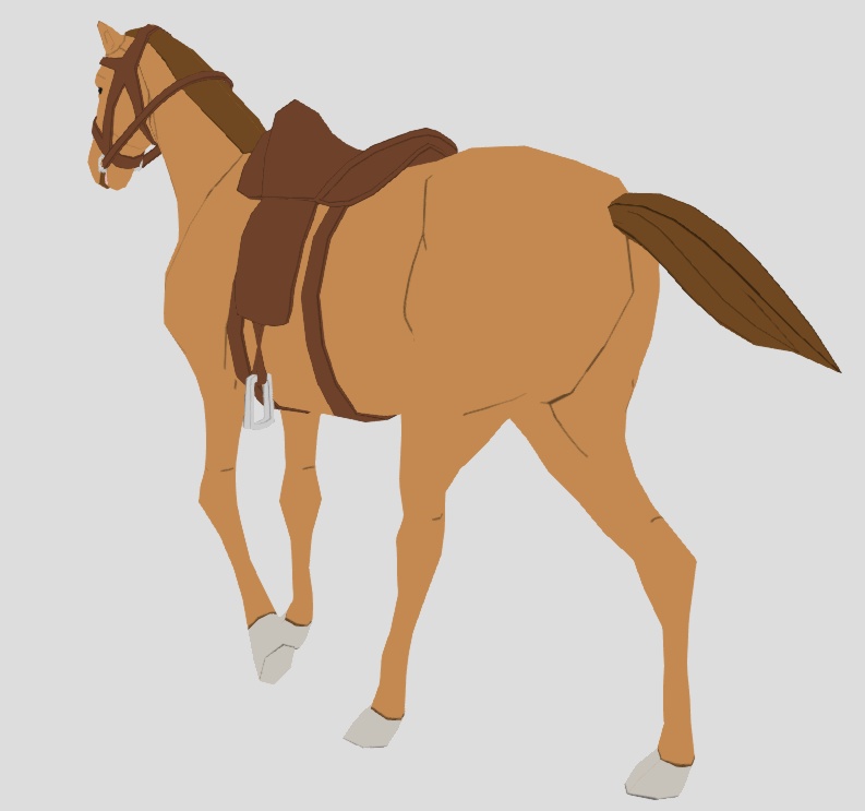 Toon Horse with Saddle (Rigged, Animated)