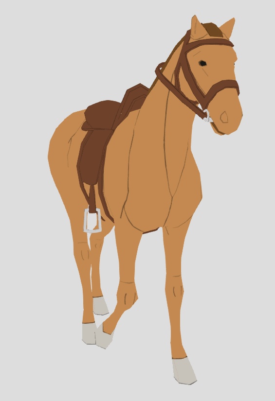 Toon Horse with Saddle (Rigged, Animated)