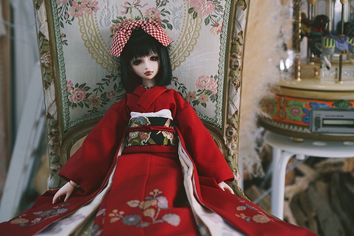 花柄 赤振袖set.