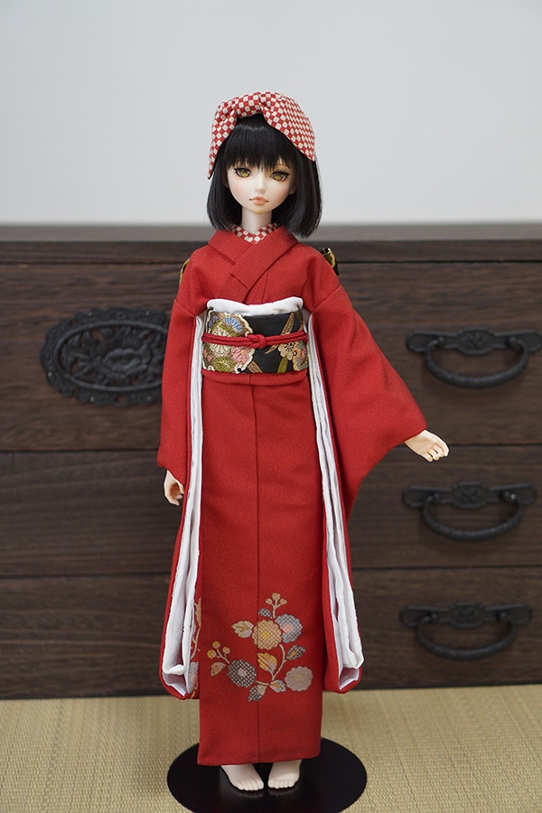 花柄 赤振袖set.