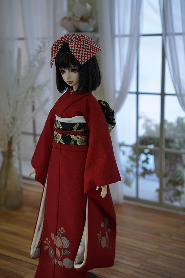 花柄 赤振袖set.