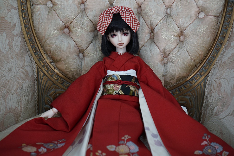 花柄 赤振袖set.