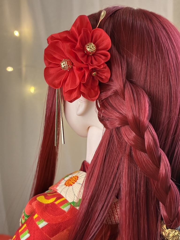 1/3ドール用(DD.オビツ50etc)|つまみ細工髪飾り