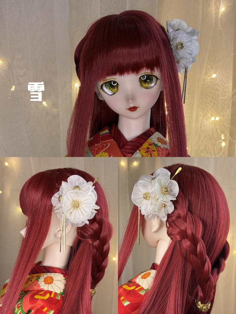 1/3ドール用(DD.オビツ50etc)|つまみ細工髪飾り