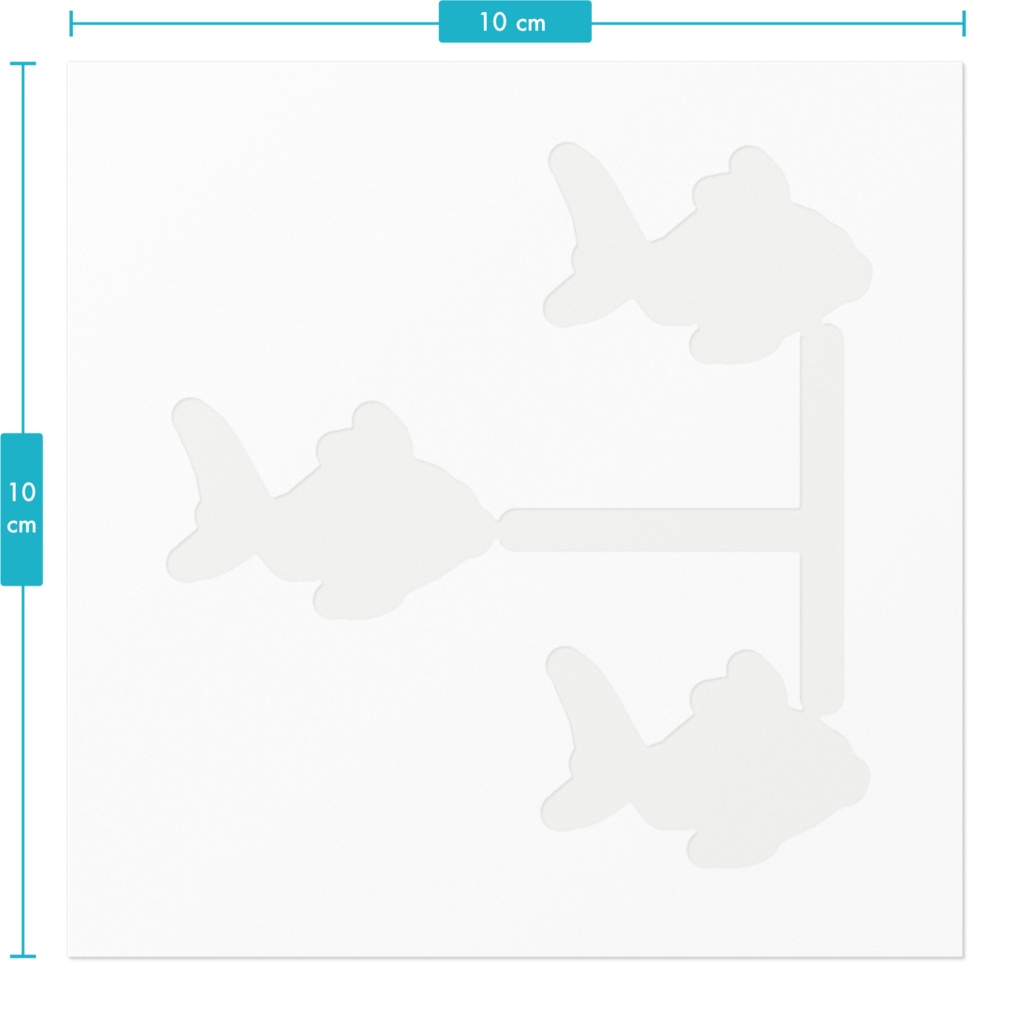 3D金魚 シール3個実験 図形で黒線