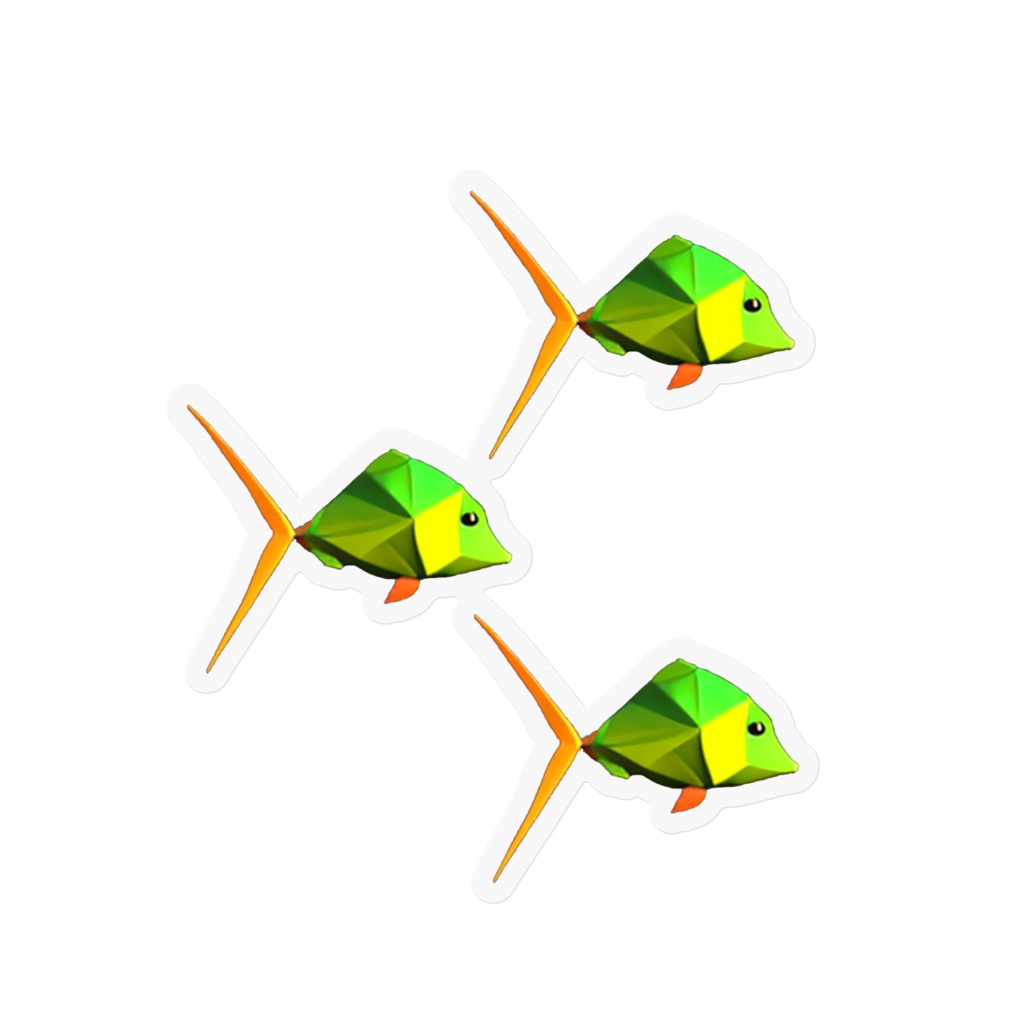 3Dエメラルド謎魚 シール3個実験 接合 クリア地