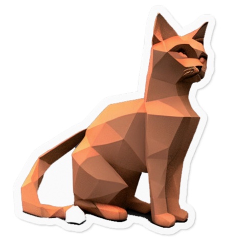 3D赤猫 ステッカーでドーナツ型の穴は生成不可能の例 クリア地