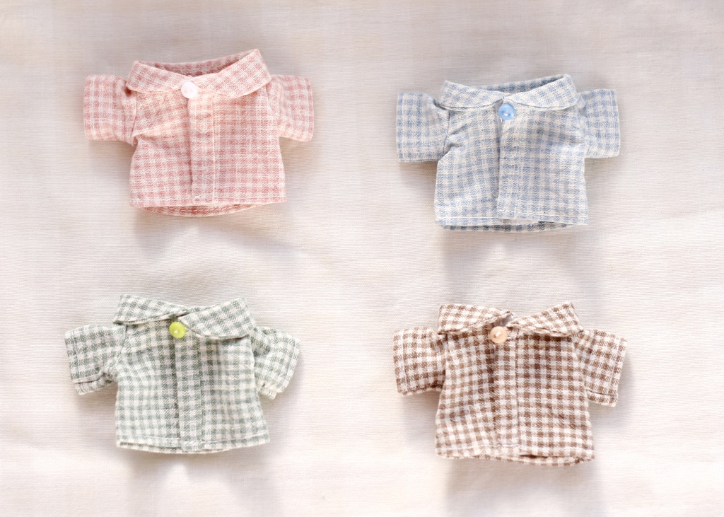 16cmぬい服】ねこちゃんシリーズ・チェック柄シャツ - prune_mei
