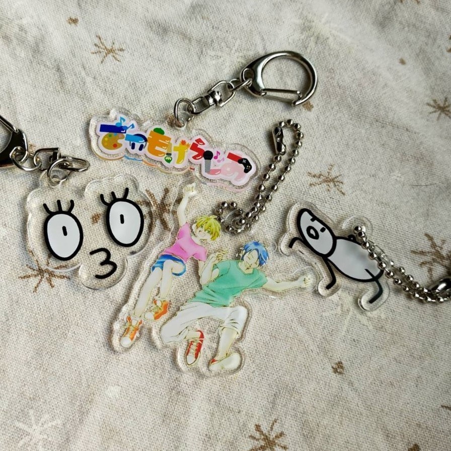 『ポメ』『ぱちくり』『三周年でーもげ』『でーもげらじおロゴ』アクリルキーホルダー