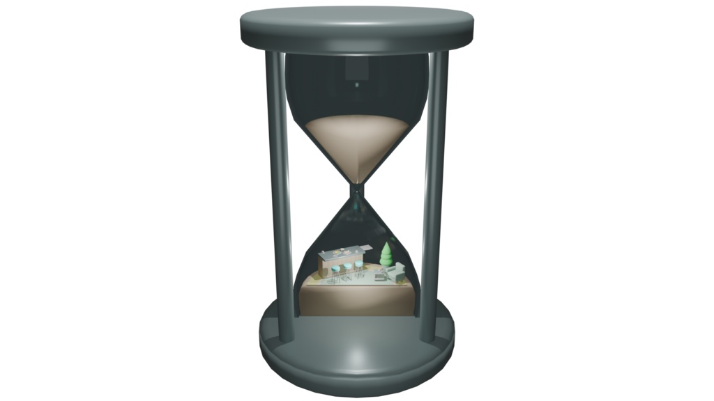 砂時計の中のカウンターキッチン