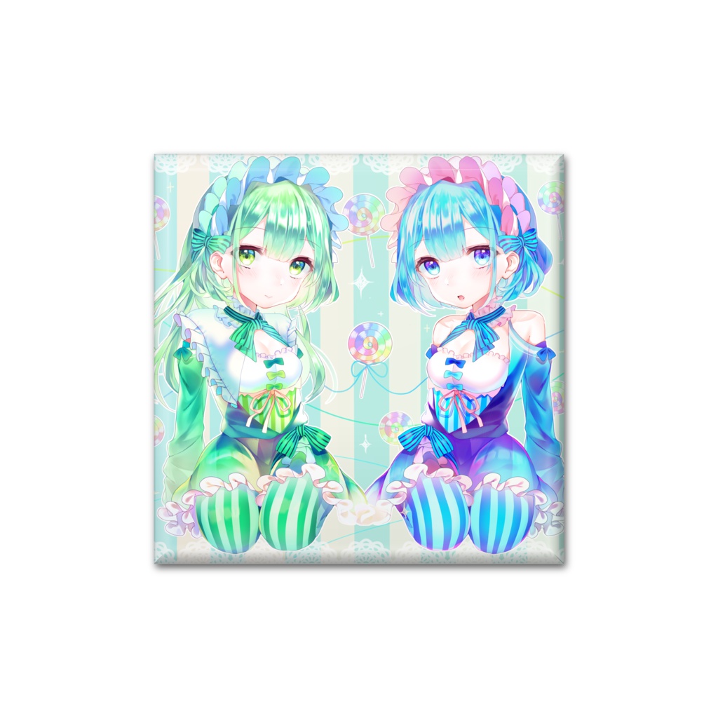 🍭の四角い缶バッヂ