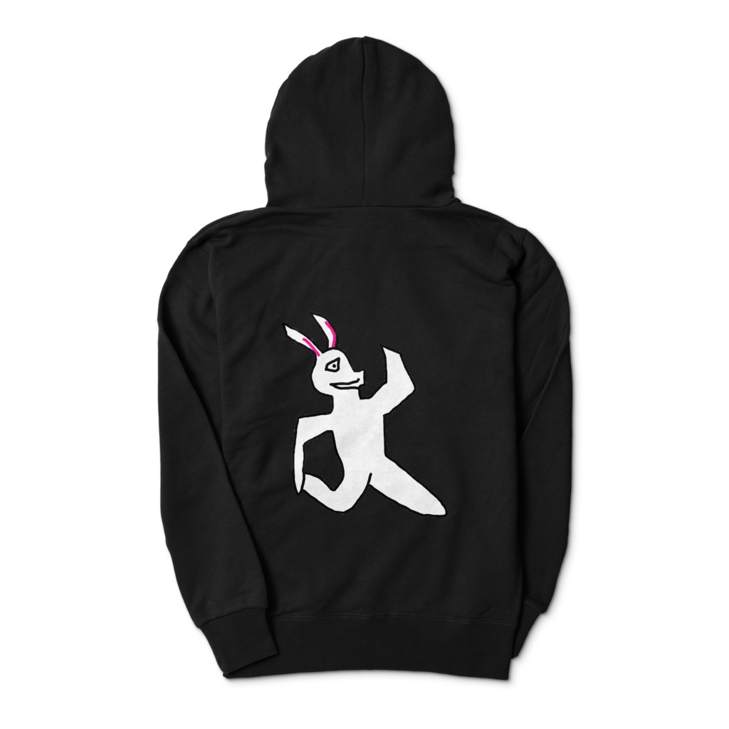 ぶちぎウサギジップパーカー(ブラック)