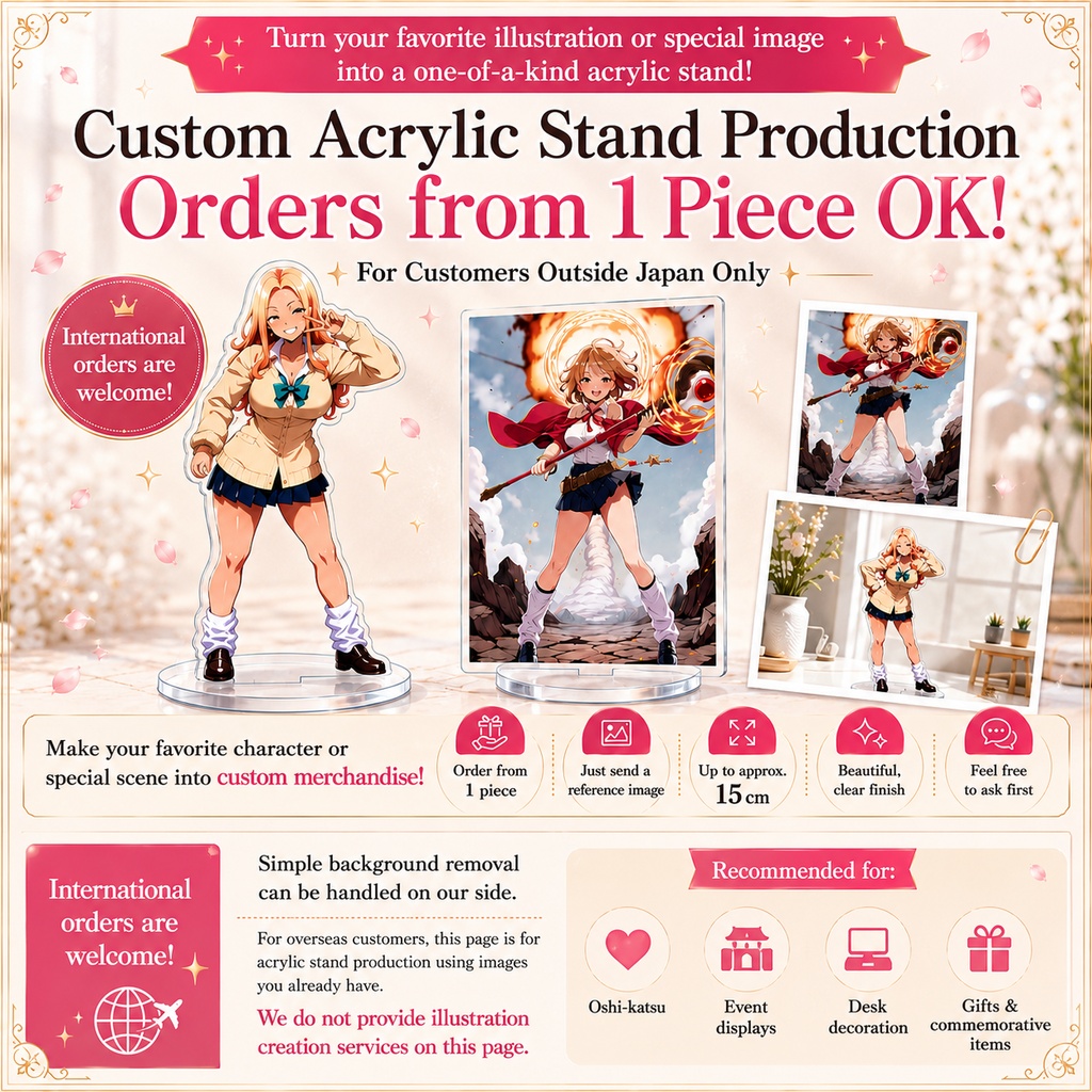 Custom Acrylic Stand Production｜Orders from 1 Piece OK