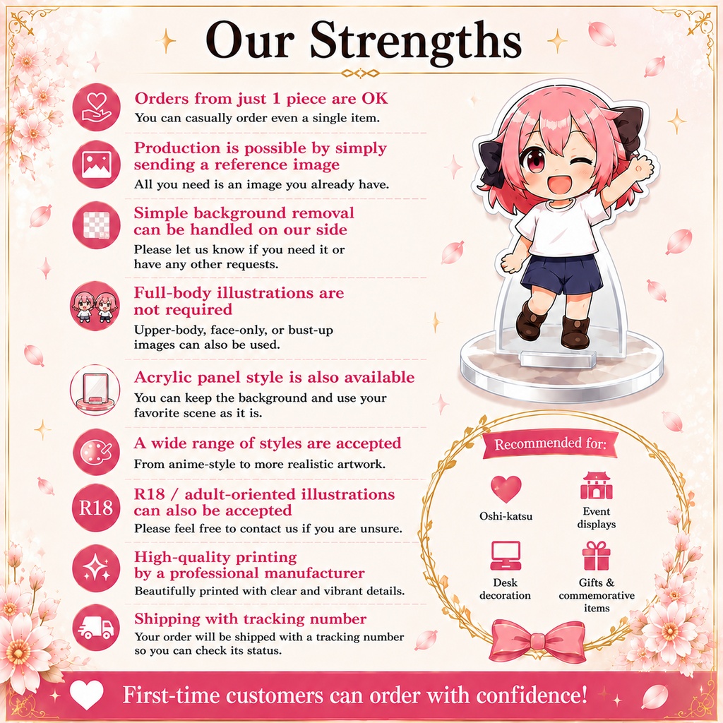 Custom Acrylic Stand Production|Orders from 1 Piece OK
