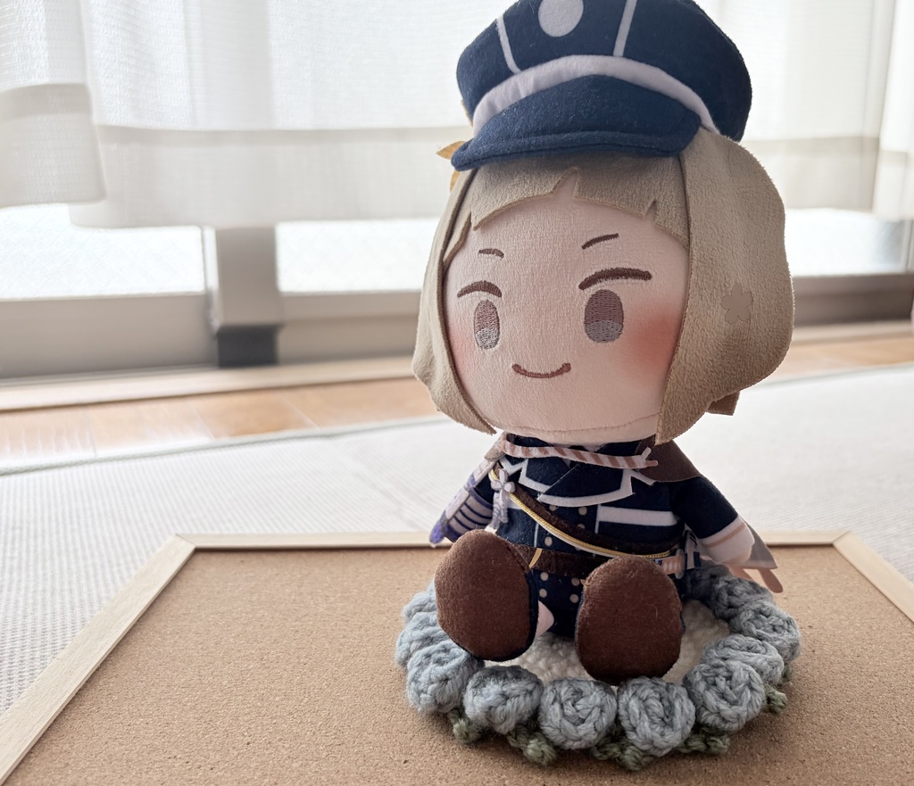 お花座布団 くすみブルー