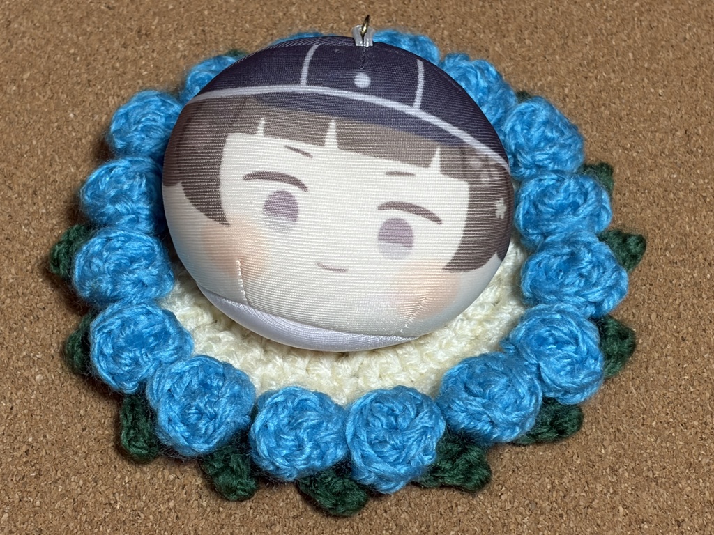 お花座布団　ブルー