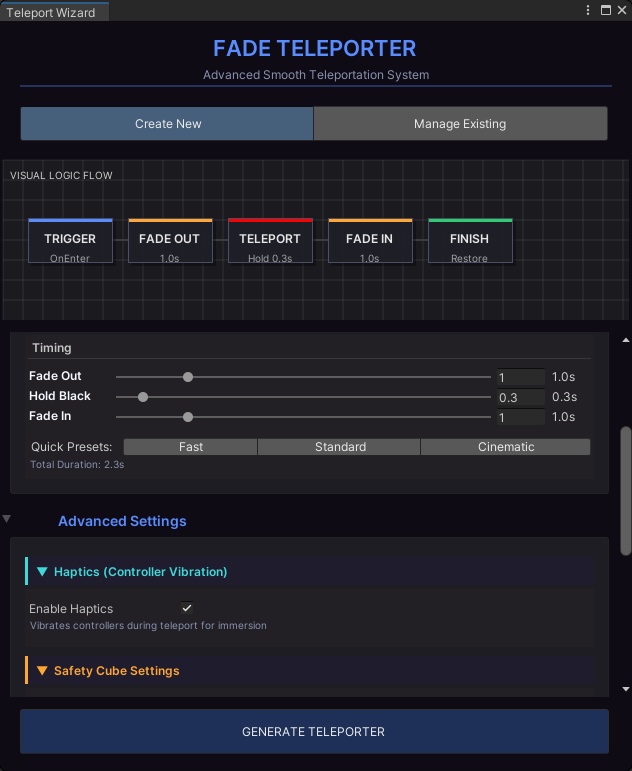 【VRChat】 Fade Teleporter System (Custom Logo & Haptics)