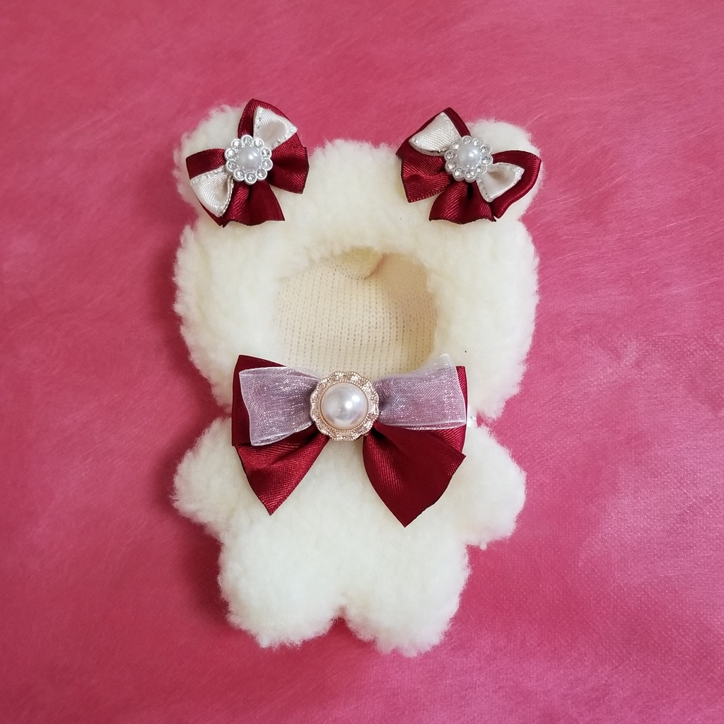 白色くま✕赤リボン🐻ぬい服