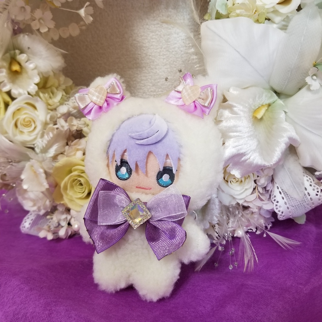 白色くま✕薄紫&ピンクリボン🐻ぬい服