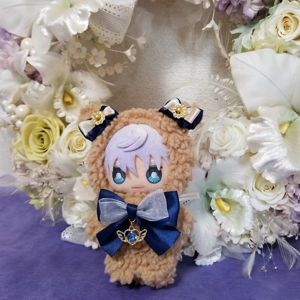 茶色くま✕青リボン🐻ぬい服
