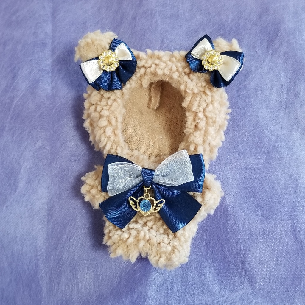 茶色くま✕青リボン🐻ぬい服