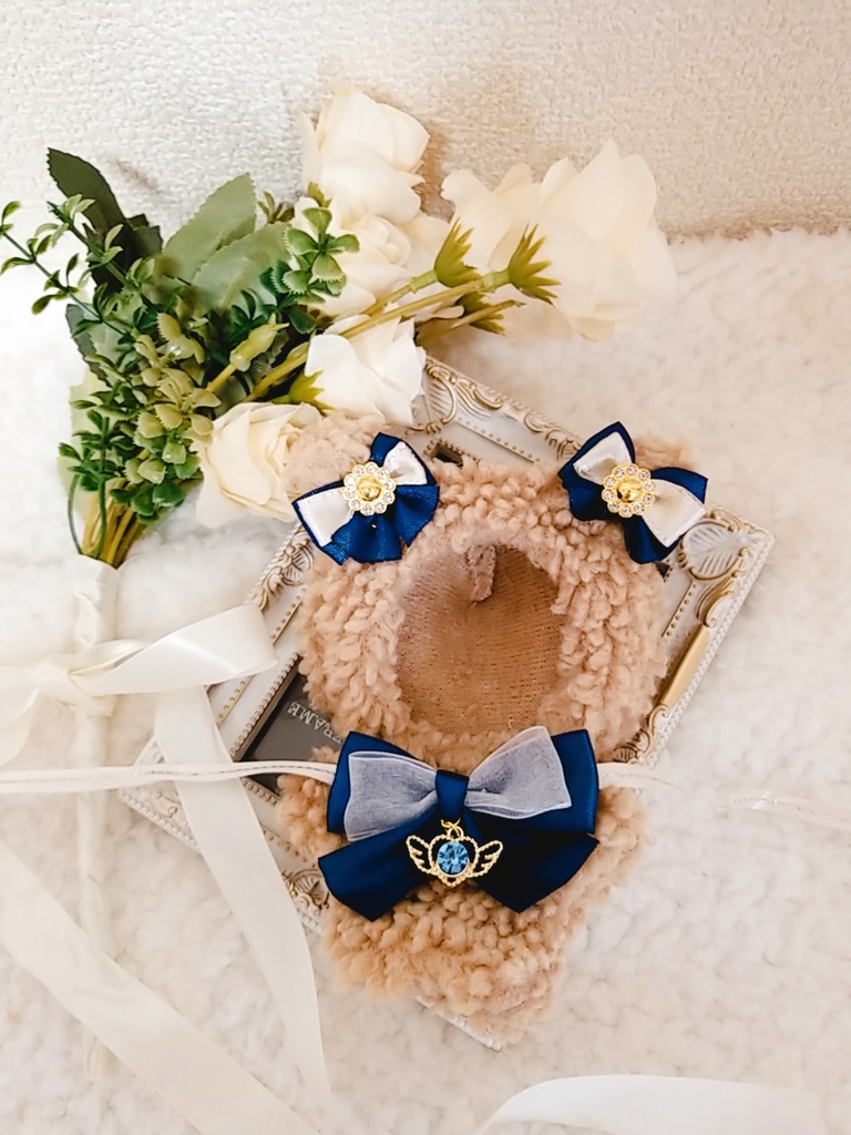 茶色くま✕青リボン🐻ぬい服